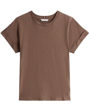 Tommy Hilfiger T -shirt Met Een Geweven Afwerking - Bruin