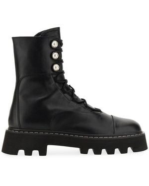 Nicholas Kirkwood Pearlogy Combat Boots - Black