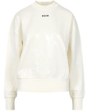 MSGM Pullover Beige - Weiß