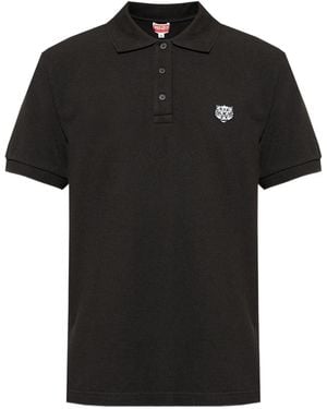 KENZO Gots Happy Tiger bordado Slim Polo - Negro