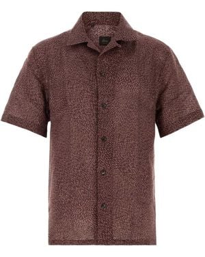Brioni Printed Linen Shirt - Brown