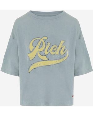 ONE TEE Cotton T Shirt With Logo Print - Blue