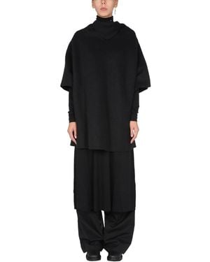 Raf Simons Draped Neck Wool Blend Dress - Black