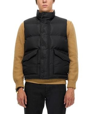 McQueen High Neck Graffiti Logo Print Down Vest - Black