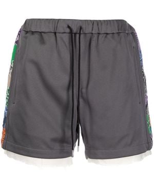 Children of the discordance Drawstring-Waistband Bandana-Print Shorts - Grey