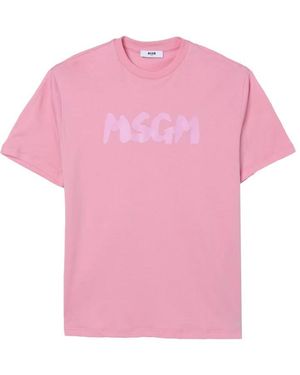 MSGM T-Shirt With Logo - Pink