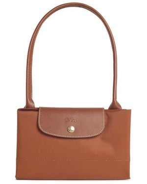 Longchamp 'L Le Pliage Original' Cognac Tela Shoulder Bag - White