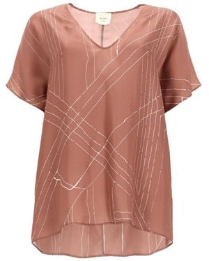 Alysi Nude Silk Top - Pink