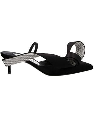 Sergio Rossi Satin Mules With Maximal Bow - Black