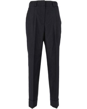 Peserico Tailored Pleated High-Waisted Formal Trousers - Blue