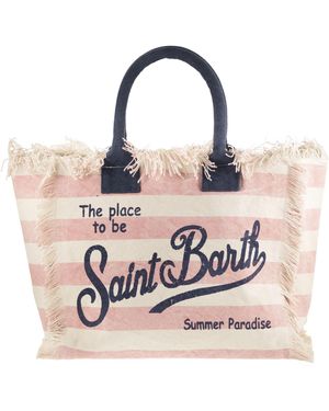 MC2 Saint Barth Vanity Canvas Bag With Striped Pattern - Pink
