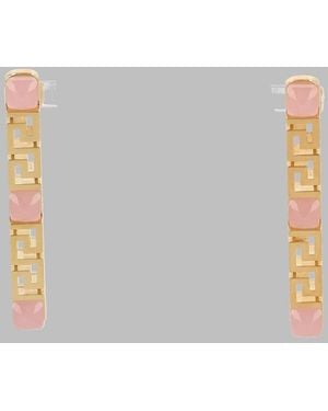 Versace Statement Earrings With Signature Motif - Metallic
