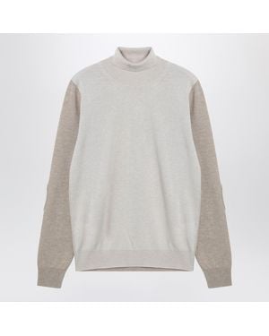 Maison Margiela Two Tone Wool Turtleneck Sweater - White