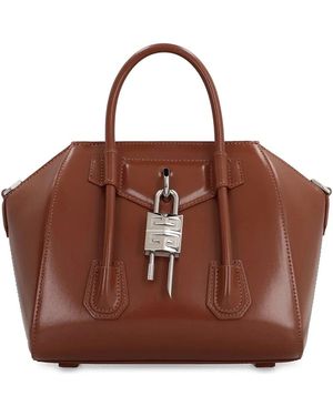 Givenchy Antigona Lock Mini Lederhandtasche - Braun