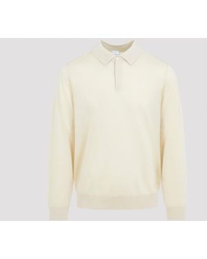 Paul Smith Merino Wool Long Sleeve Polo Neck Sweater - White