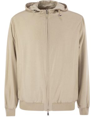 Fedeli Reversible Bomber Jacket With Hood - Natural