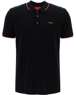 HUGO Slim Fit Piqué Poloshirt - Schwarz