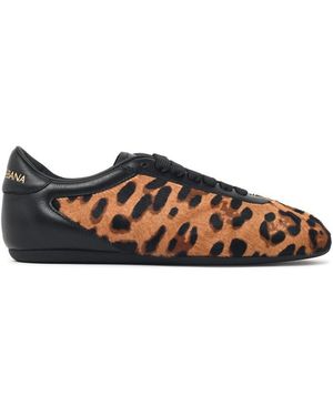 Dolce & Gabbana "Contemporary" Lear-Sneaker mit Leopardenmuster - Weiß