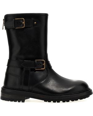 Dolce & Gabbana Leather Boots Stivali E Stivaletti Nero