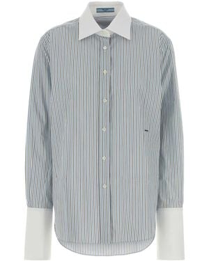 Prada Embroidered Poplin Shirt - Grey