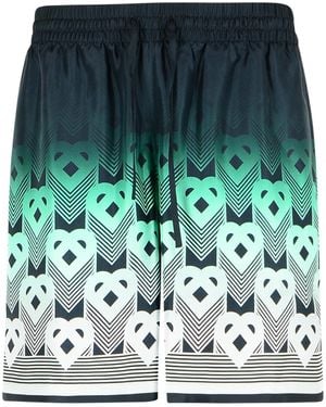 CASABLANCA Green Silk Bermuda Shorts - Groen