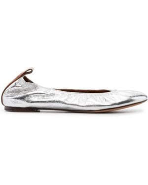 Lanvin Metallic Leather Ballerina Shoes - White