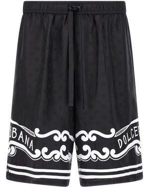 Dolce & Gabbana Bandana Silk Bermuda Shorts Bermuda E Short Bianco/Nero-Uomo