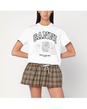 Ganni T Shirt With Logo Print - White
