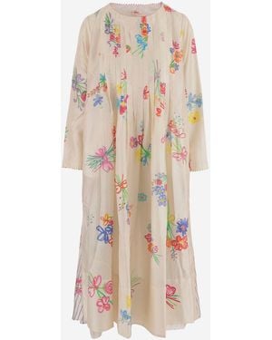 Péro Kleid aus Baumwolle und Seide mit Karomuster - Natur