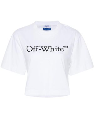Off-White c/o Virgil Abloh Cropped-T-Shirt Mit Logo-Print - Weiß