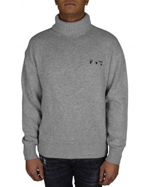 Off-White c/o Virgil Abloh Cashmere Turtleneck Jumper With Embroidered Logo - Grey