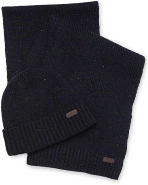 Barbour "Carlton Fleck" Scarf And Cap Gift Set - Blue