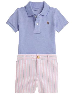 Polo Ralph Lauren Polo Shirt Set With Shorts - Purple