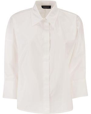 Fabiana Filippi Cropped Poplin Shirt With Detail On The Back - White