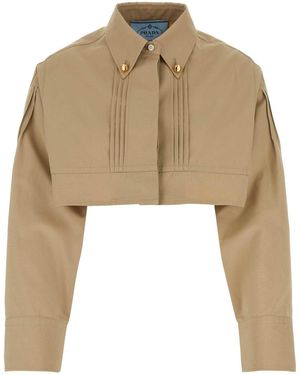 Prada Camisa de Poplin de Beige Beige - Neutro