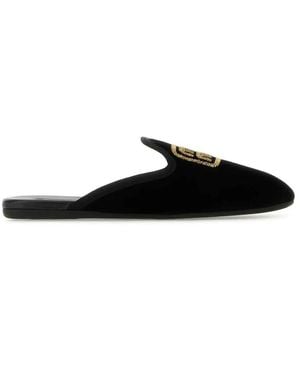 Miu Miu Logo Embroidered Slip-On Mules Calf Leather - Black