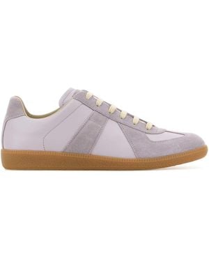 Maison Margiela Lilac Leather And Suede Replica Trainers - Purple