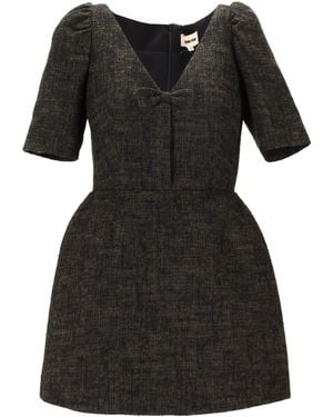 ShuShu/Tong Kleid mit V-Ausschnitt, Schleife und mittellangen Ärmeln - Schwarz
