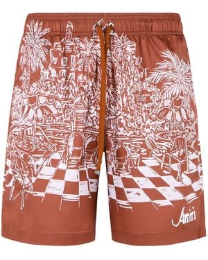 Amiri Terrakotta-Polyester-Badeanzug - Rot
