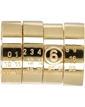MM6 by Maison Margiela Stacked Numeric Metal Ring - Metallic