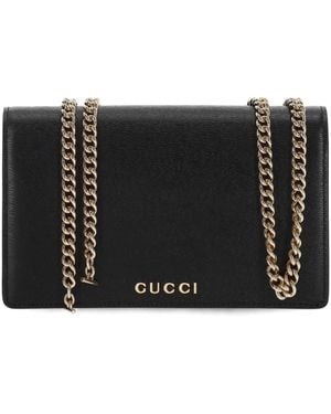 Gucci Black Lederen Ketting Portemonnee - Zwart