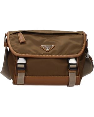 Prada Umhängetaschen Männer Stoff braun/Korken