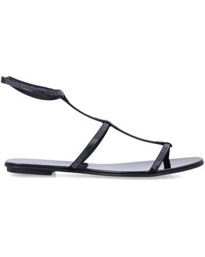 Pedro Garcia Elegant Flat Sandals With Delicate Straps - Metallic