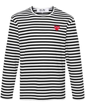 COMME DES GARÇONS PLAY Comme Des Garcons Red Hart Striped T -shirt - Blauw