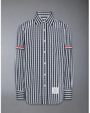 Thom Browne And Gingham Long-Sleeve Shirt - Blue