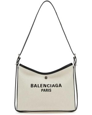 Balenciaga Chalk Canvas Biarri Crossbody Bag - White