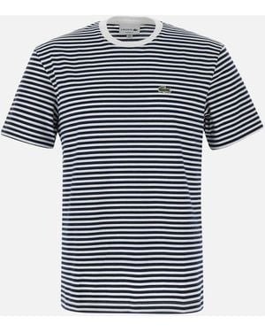 Lacoste Marinegestreiftes Baumwoll-T-Shirt - Blau
