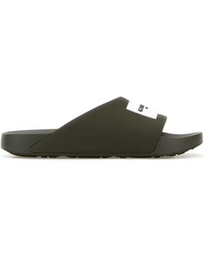 Givenchy Army Rubber Label Slippers - Green