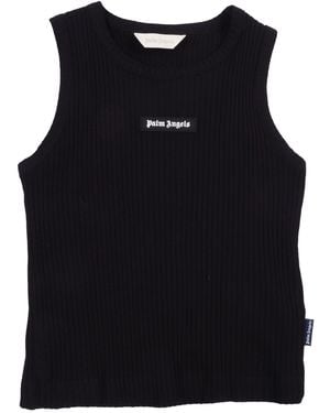 Palm Angels Logo Rib Tank Top Girl - Black