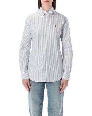 Polo Ralph Lauren Slim-Fit Striped Oxford Shirt - Grey